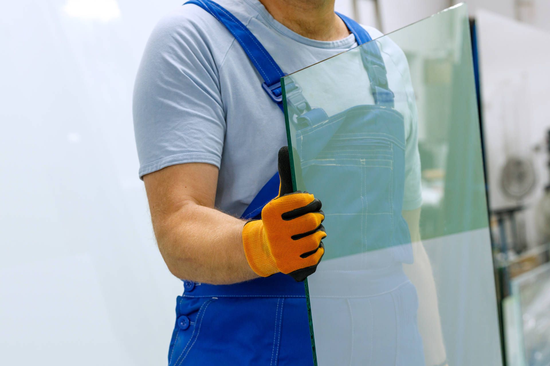 Glazier holding medium glass sheet